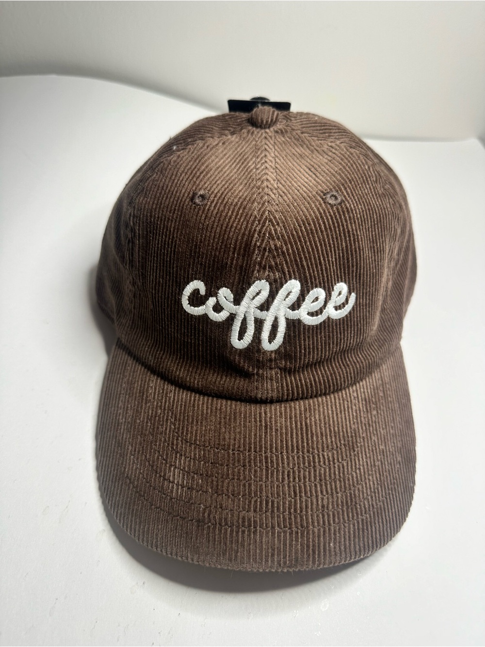 “coffee” Embroidered Corduroy Baseball Cap - Brown NWT